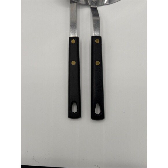 Vintage Spatula Lifter & Slotted Spoon Set Stainless Steel USA 1960s Wood Handle - Picture 9 of 9